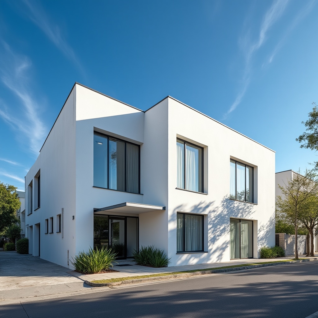 Modern office building exterior in Curicó Chile with clear sky and contemporary architecture