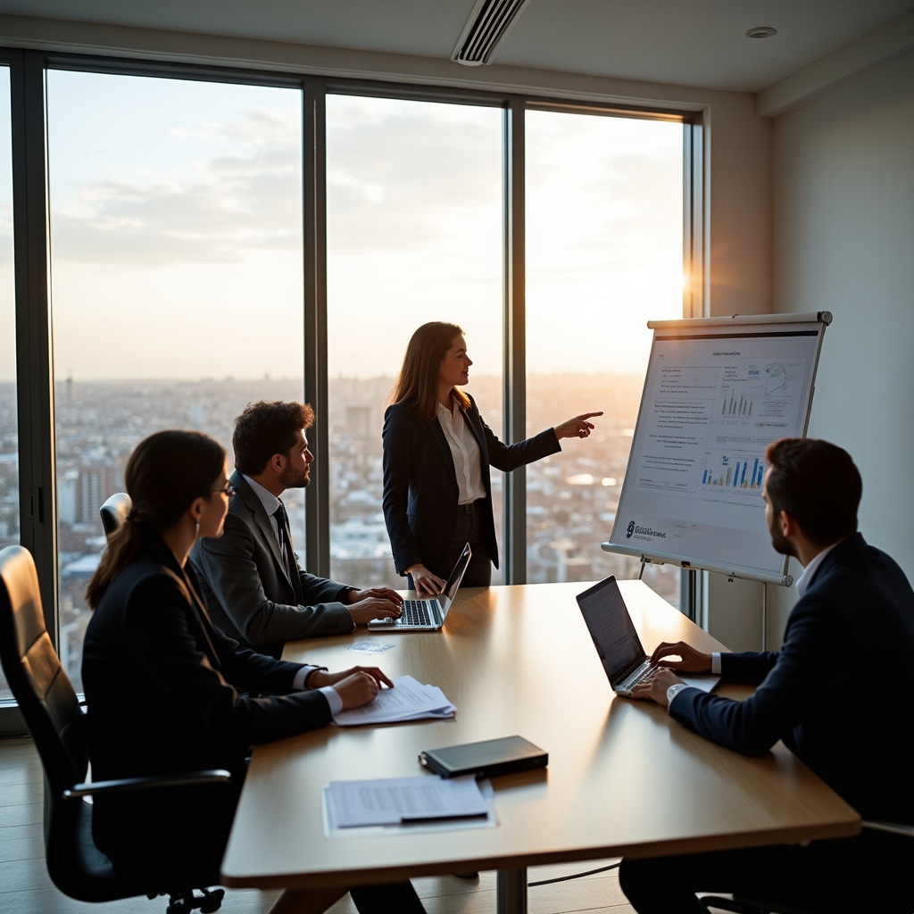 Financial education session with participants reviewing documents at a conference table